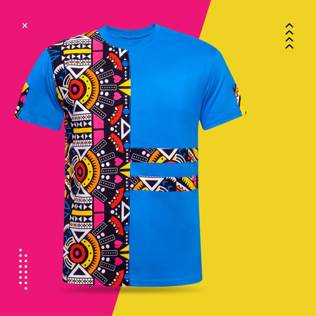 African print front strip customizable shirt B13