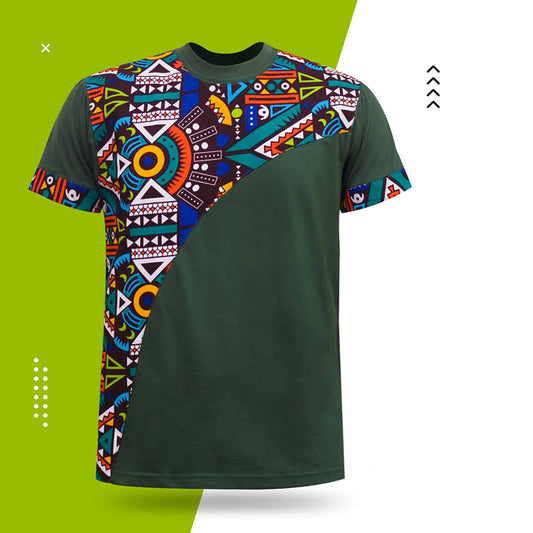 African print dark green customizable shirt G22