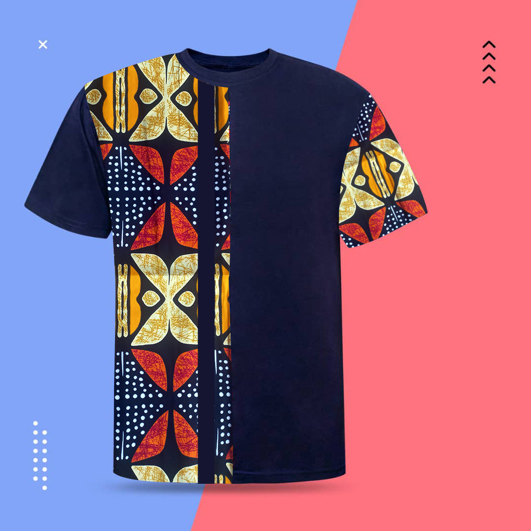 African print dark blue custom made shirt S26