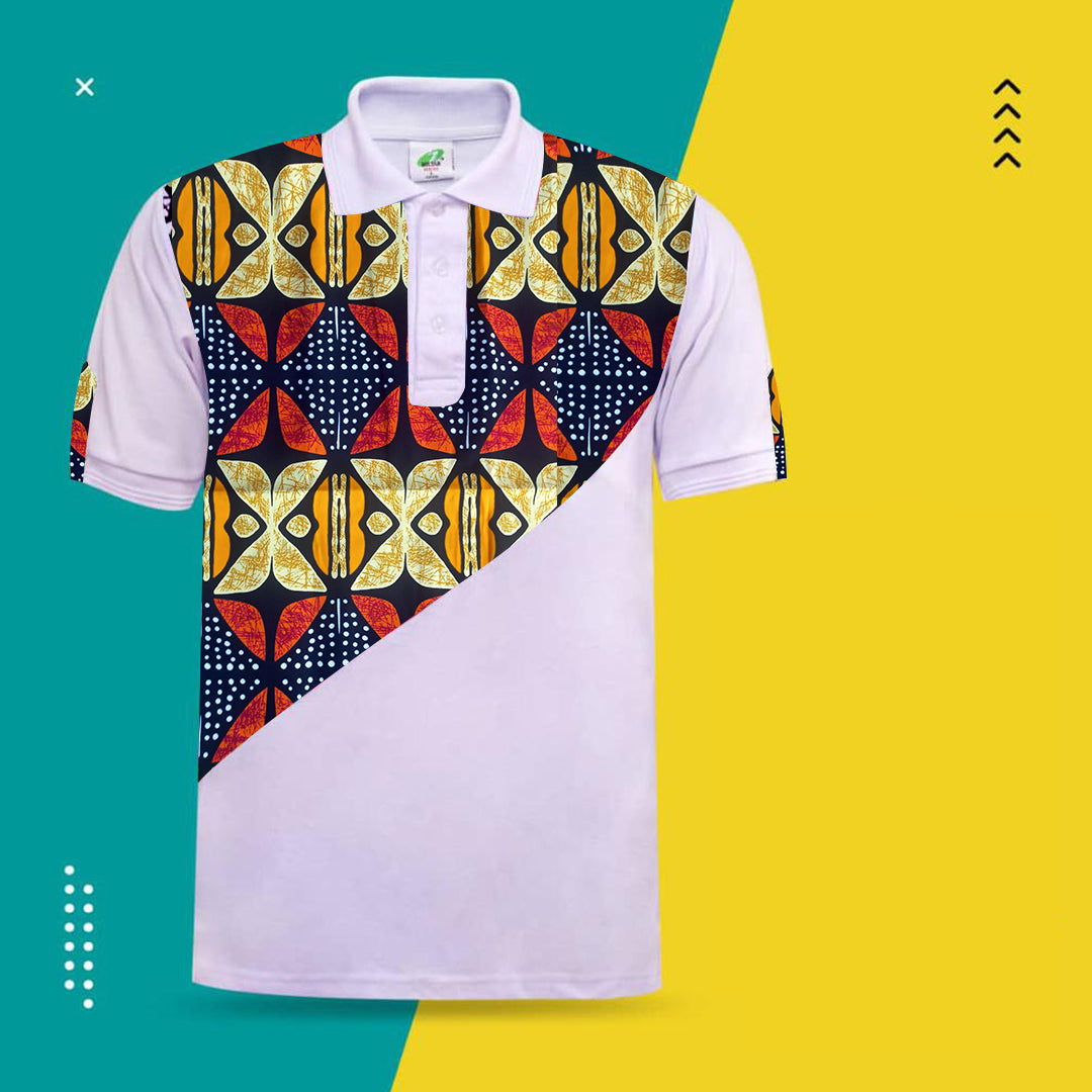 African print white custom made shirt S29