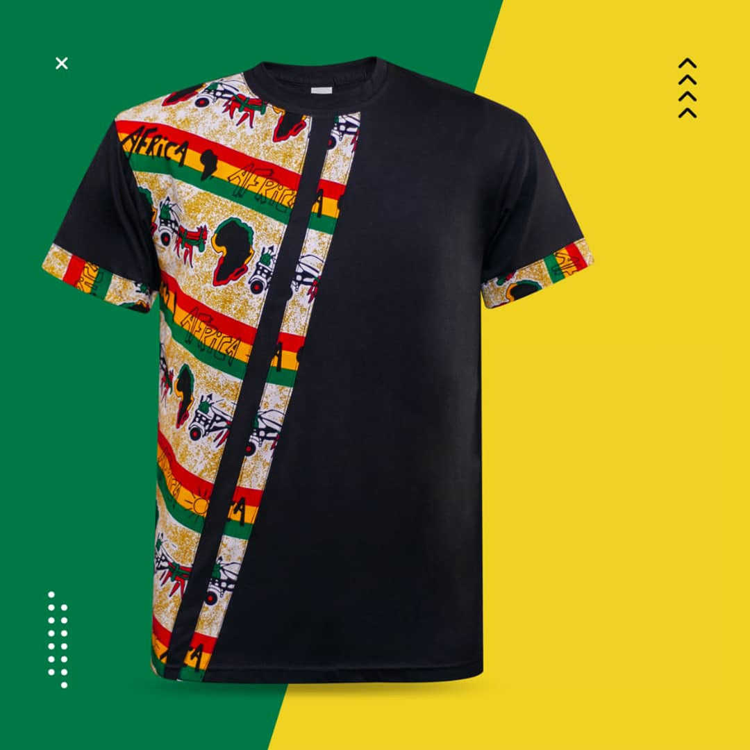 African print black customizable shirt D2