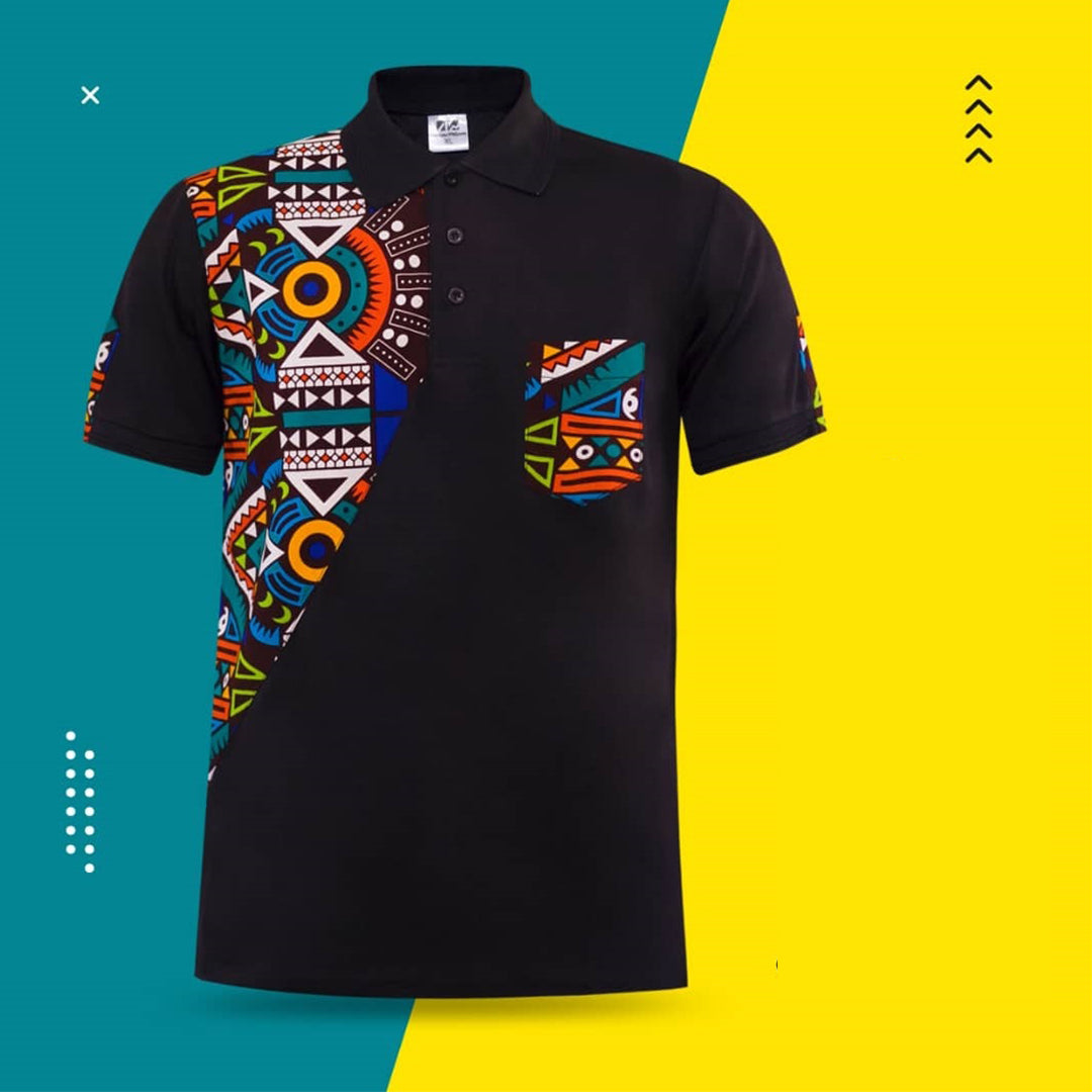 African print black customizable shirt D3