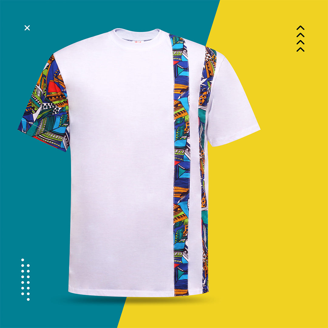 African print white customizable shirt D4