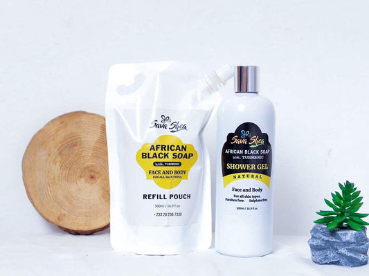 Sava African Black Soap + 1 refill pouch